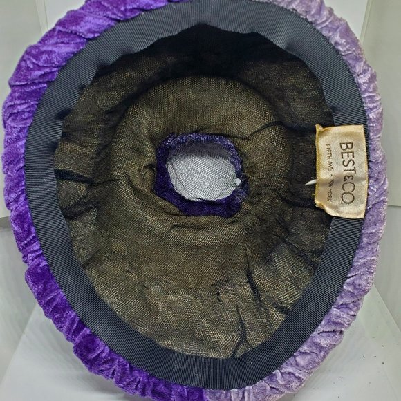 Vintage Crushed Velvet Light and Dark Purple Cloche Flapper Hat Ladies Womens main image 7